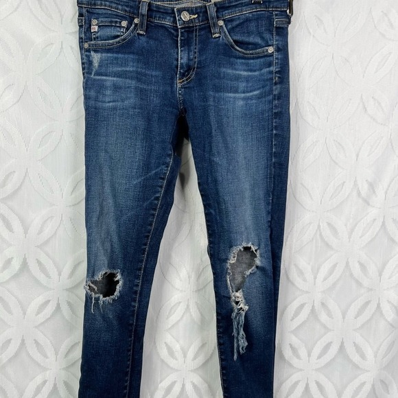 AG Jeans The Legging Super Skinny Low‎ Rise Distressed Ankle Jeans Size 26 - Picture 5 of 10